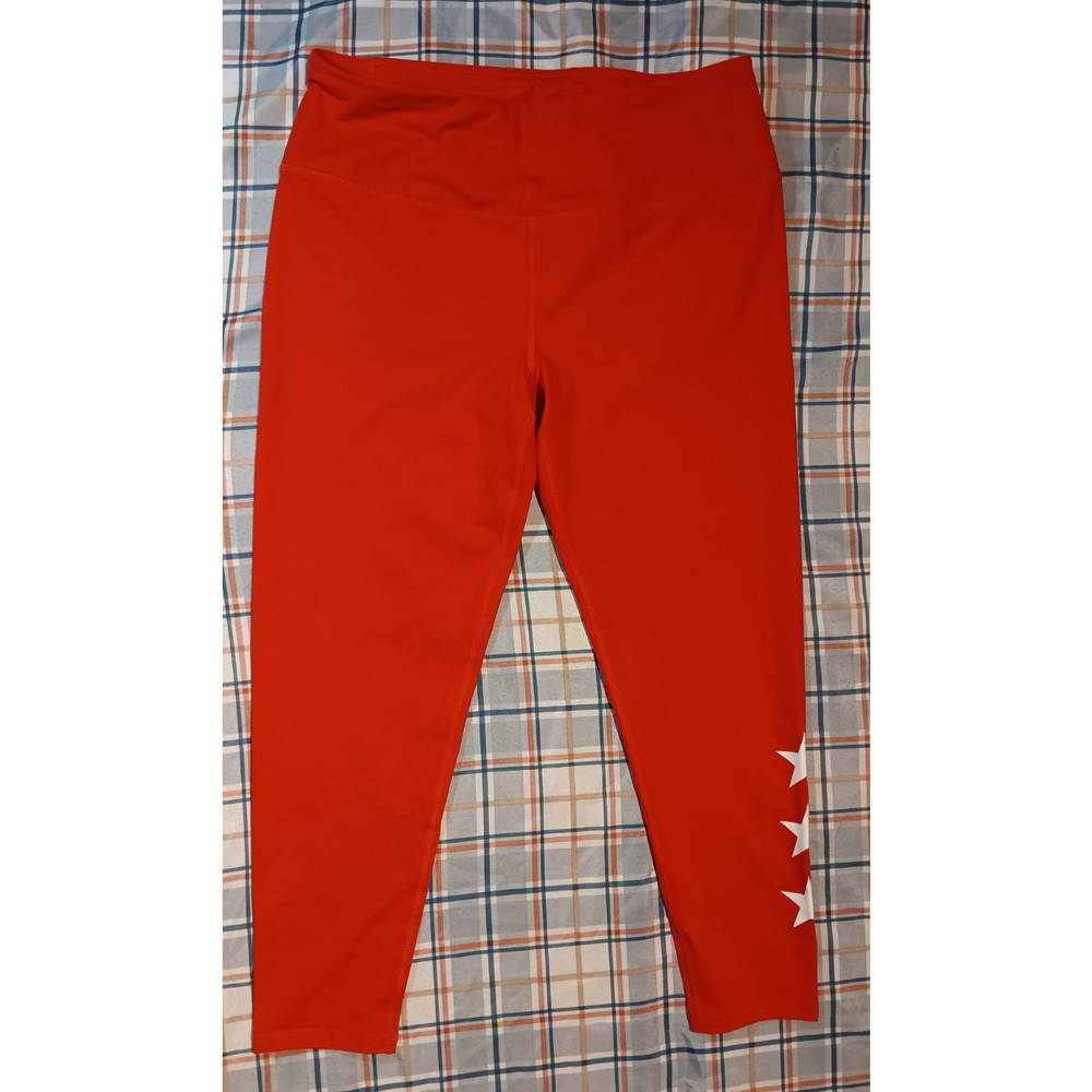 DSG Women’s Performance Leggings Red White Star Print Large Athletic